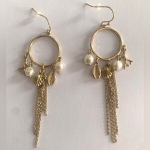 Handmade Gold and Pearl Dangle Earrings